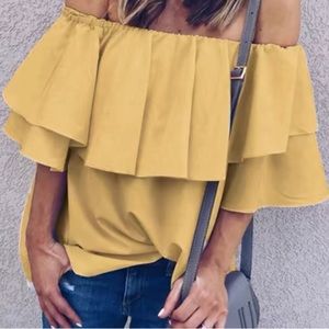 NWOT Off the Shoulder Ruffle Top